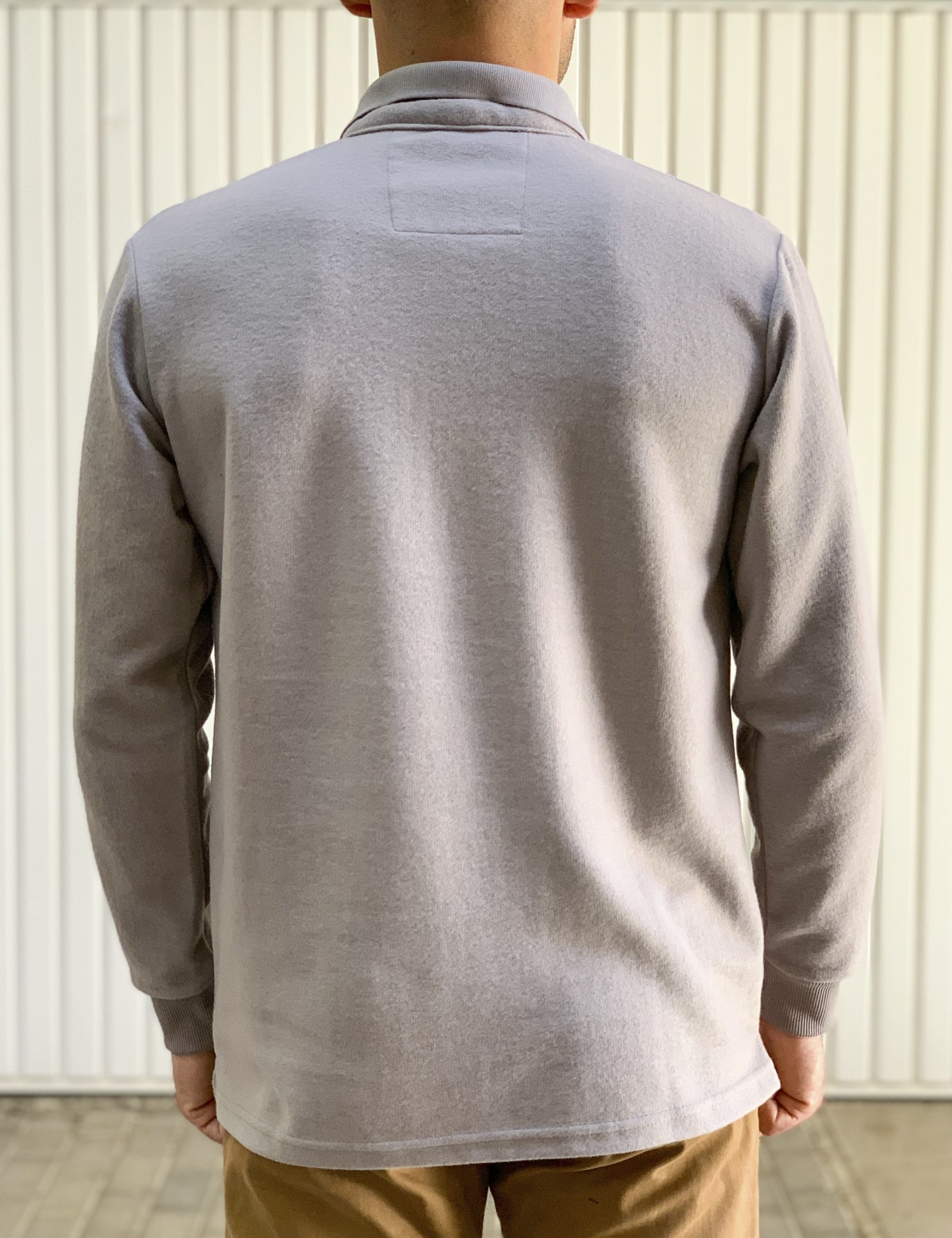 Ανδρική γκρι Polo μακρυμάνικη μπλούζα Plus size Everbest 241032Q φωτογραφία